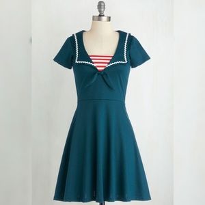 Blue Sailor-Style Dress